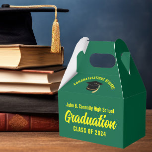 Custom Green Yellow Graduation Party Favor Box