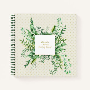 Custom Greenery Leaves Wedding Bridal Shower Notebook