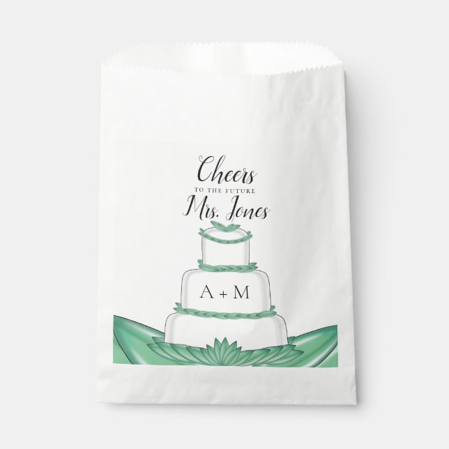 Custom Greenery Wedding Cake Favour Bags (Front)