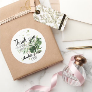 Custom Greenery Wedding Favours Tropical Wedding Classic Round Sticker