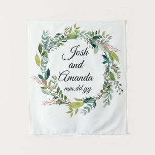 Custom Greenery Wedding Reception Photo Booth Prop Tapestry