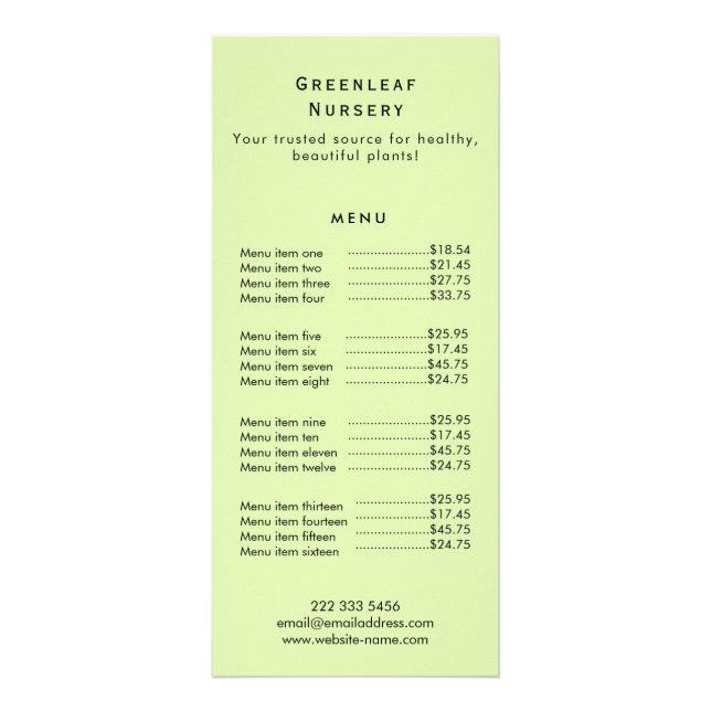 Custom Greenleaf Nursery Branding  Rack Card (Front)