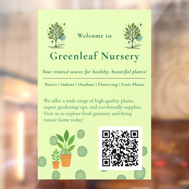 Custom Greenleaf Nursery Branding  Window Cling (Sheet 2)