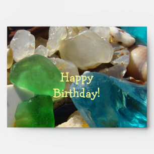 Custom Greeting Card Envelopes Beach Sea Glass