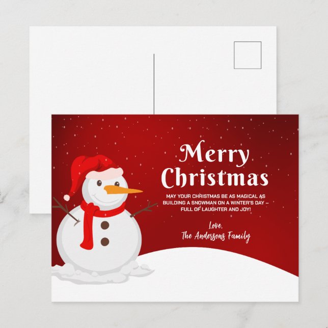 Custom Greeting Card For Christmas Postcard (Front/Back)
