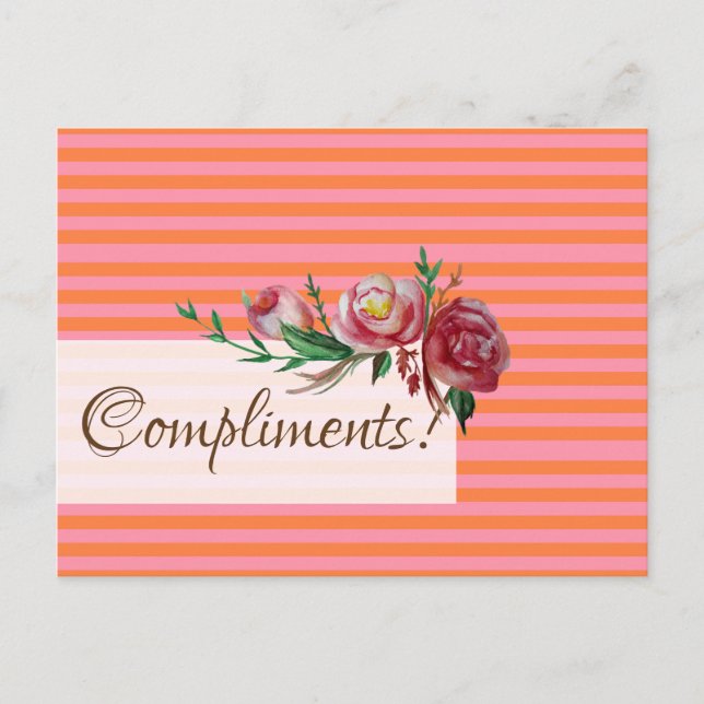 Custom Greeting Card Stripes Roses (Front)