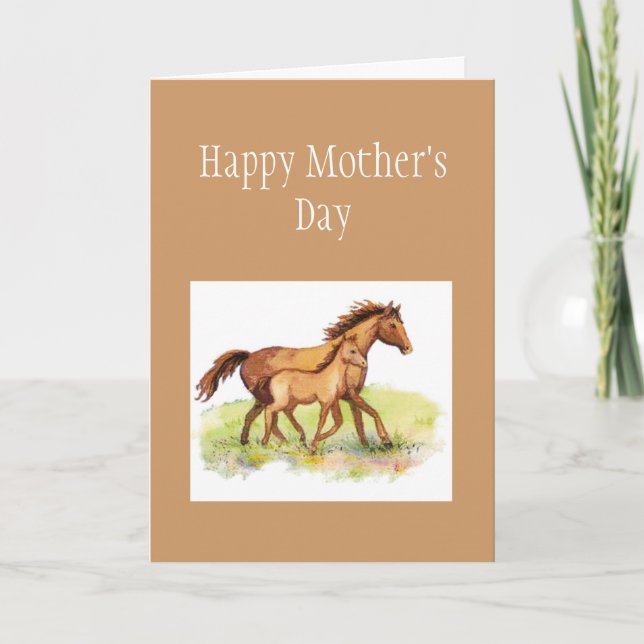 Custom Greeting, Mother's Day, Horse, Foal Card (Front)