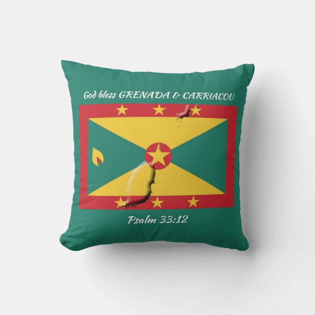 Custom GRENADA FLAG Throw Pillow (Front)