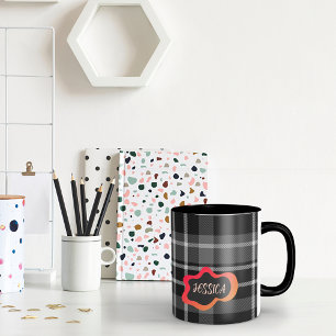 Custom grey and white plaid Coffee Mug