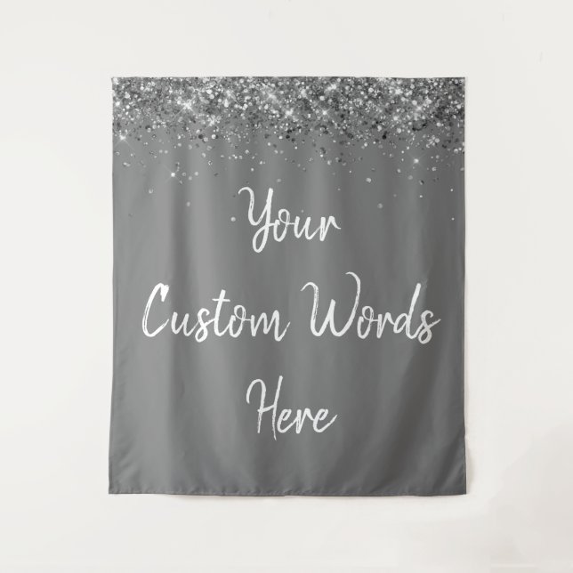 Custom Grey Backdrop Birthday Photo Booth Grey Tapestry (Front)