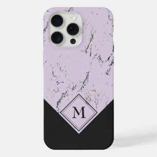 Custom Grey Black Marble On Lavender Violet Pink iPhone 15 Pro Max Case