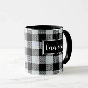 Custom Grey Buffalo Check Plaid Mug