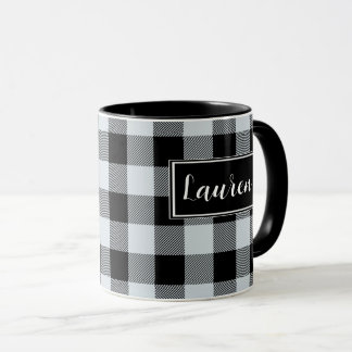 Custom Grey Buffalo Check Plaid Mug