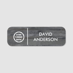 Custom Grey Business Logo Basic Employee Staff Name Tag