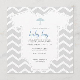 Custom grey chevron shirt baby shower invitation
