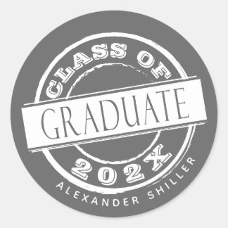 Custom Grey Class of Graduate Classic Round Sticker