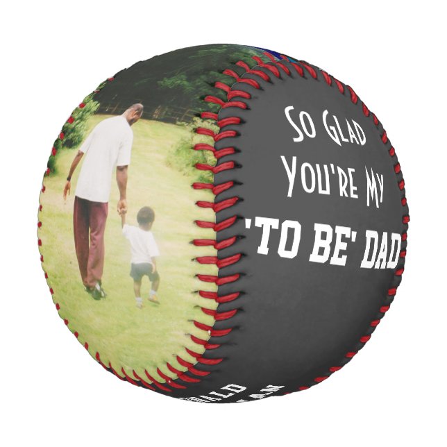 Custom Grey DAD-TO-BE 2 Photo Baseball (Angled)