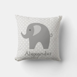 Custom grey elephant throw pillow for nursery room