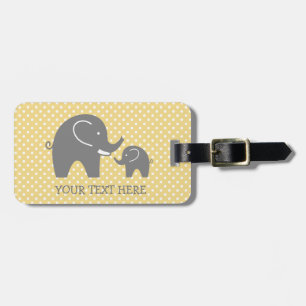 Custom grey elephant travel luggage tag for kids