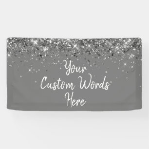 Custom Grey Grey Silver Birthday Party Photo Booth Banner