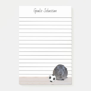 Custom Grey Guinea Pig Pet Soccer Ball Lined Post-it Notes