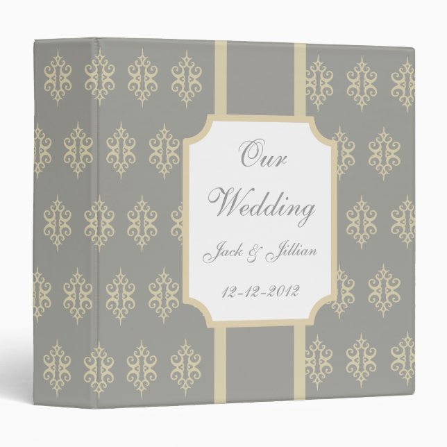 Custom Grey Lace Wedding Scrapbook Album Gift Binder (Front/Spine)