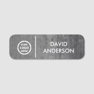 Custom Grey Marble Business Logo Personalized Name Tag