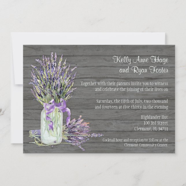 Custom Grey Mason Jar Invitation (Front)