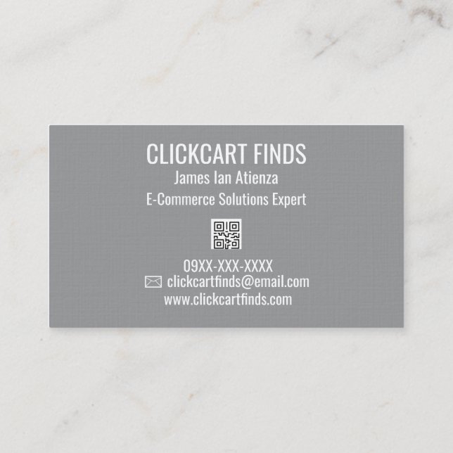 Custom Grey Minimalist Business Card Template  (Back)