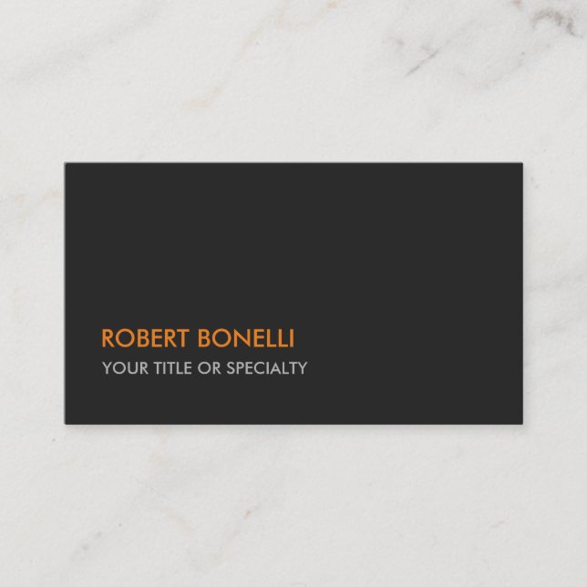 Custom Grey Orange Stylish Standard Business Card (Front)