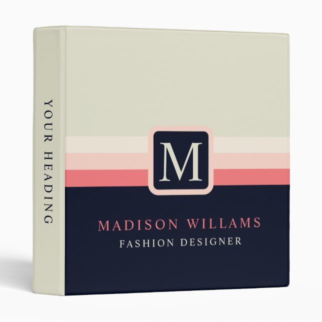 Custom Grey Pink Peach Black Blue Colour Block Binder (Front/Spine)