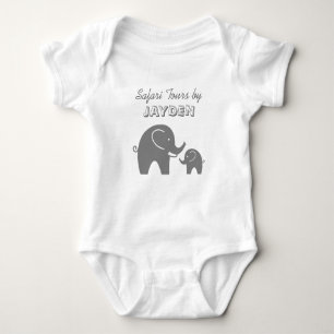 Custom grey safari elephant baby romper for kids