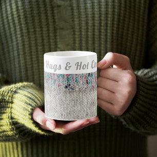 Custom Grey Speckle Winter Hugs & Hot Cocoa Coffee Mug