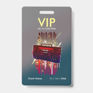 Custom Grey Teal Gradient VIP Pass For Event Badge