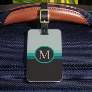 Custom Grey Teal Green Black Colour Block Luggage Tag