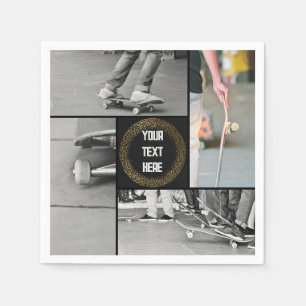 Custom Grid photo collage and text teen boy Napkin
