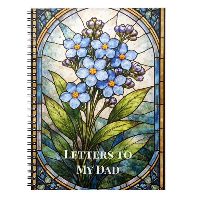 Custom Grief Journal Forget Me Not Stained Glass  (Front)