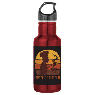 Custom Grill Master Dad Retro Sunset Personalized 532 Ml Water Bottle