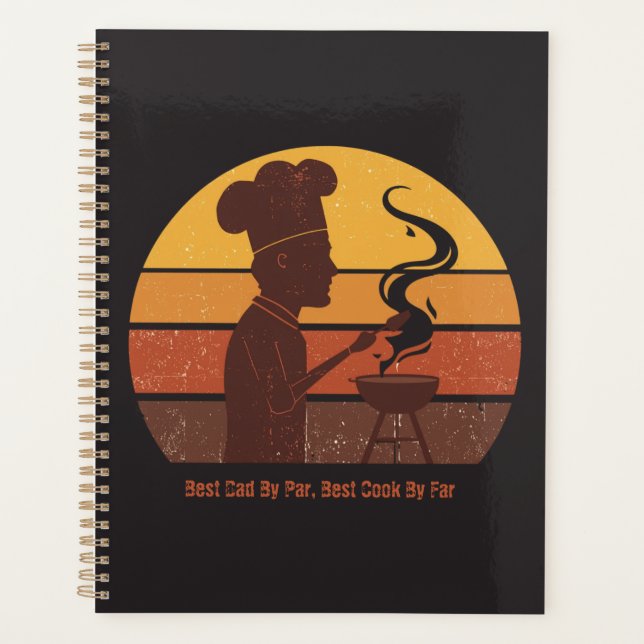 Custom Grill Master Dad Retro Sunset Personalized  Planner (Front)