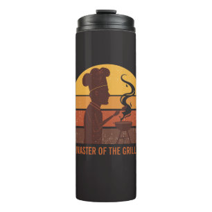 Custom Grill Master Dad Retro Sunset Personalized Thermal Tumbler