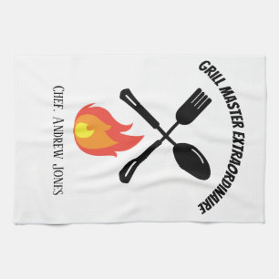 Custom Grill Master Extraordinaire funny gifts Kitchen Towel