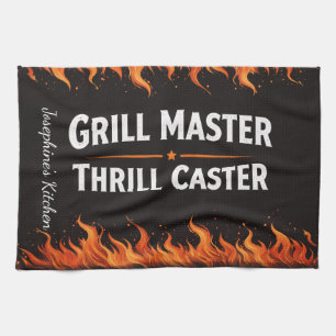 Custom Grill Master Thrill Caster BBQ Fire Dad Nam Kitchen Towel