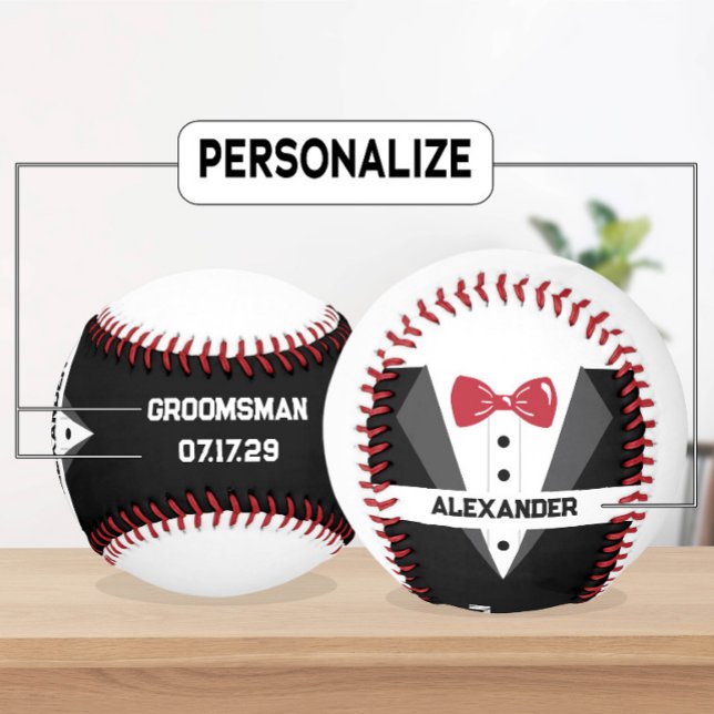 Custom Groomsman Baseball – Personalized Text (Creator Uploaded)
