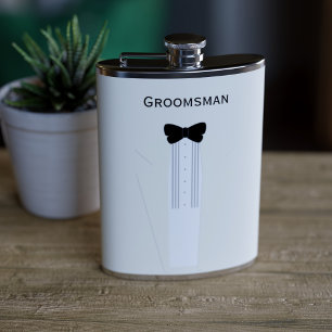 Custom Groomsman Cream Tuxedo Wedding Flask