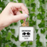 Custom Groomsman Keychain<br><div class="desc">Personalized Wedding Party Gift with Name and Date. Thank your groomsmen in style with this custom keychain featuring a bold black bow tie design, personalized name, and wedding date. This sleek, square-shaped keychain makes the perfect keepsake for your wedding crew—small enough to carry daily, yet meaningful enough to remember your...</div>