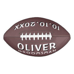 Custom Groomsman Name Wedding Date Keepsake Football
