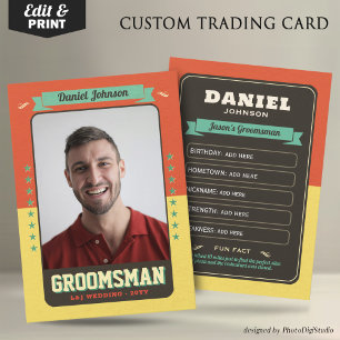 Custom Groomsman Trading Card, Fun Best Man  Calling Card