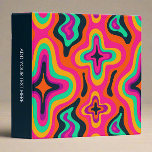 Custom Groovy Colourful Retro Rainbow Boho Abstrac Binder
