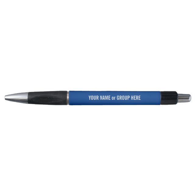 Custom Group Name & Text Promotional Blue Pen (Front)