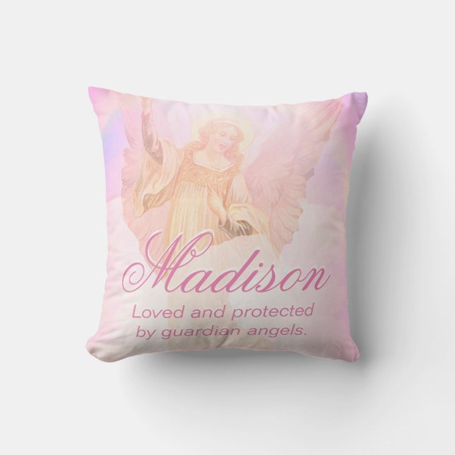 Custom Guardian Angel Add Name Throw Pillow (Front)